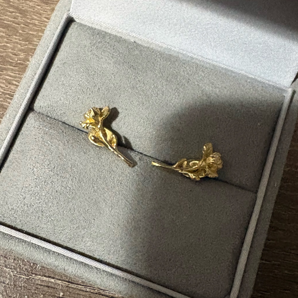 Local Eclectic Gold Floral Stem Stud Earrings